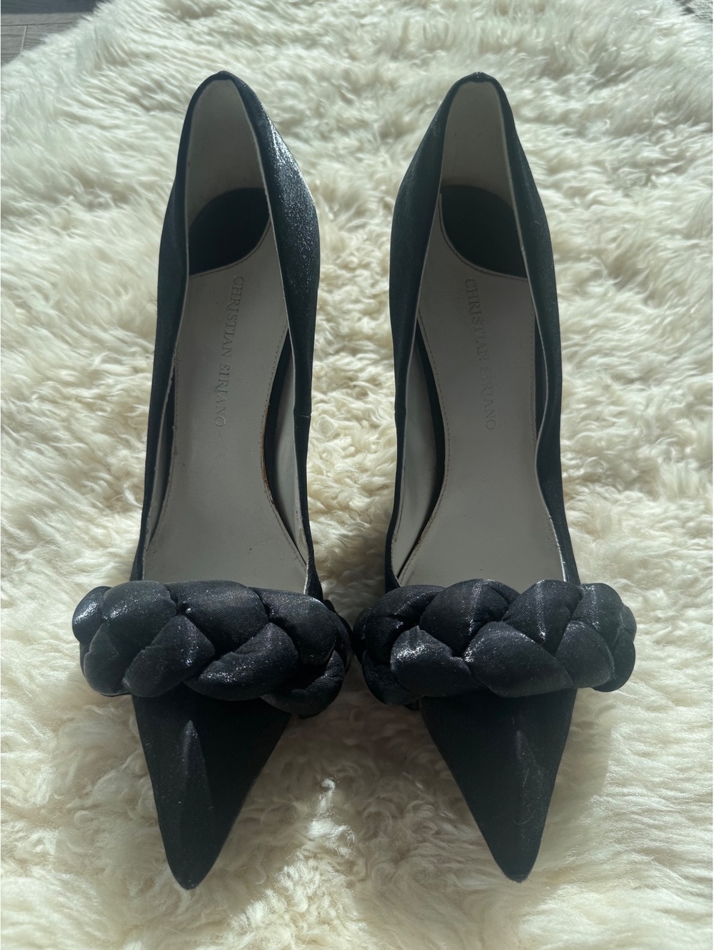 Christian Siriano Black Heels w Braid Detail size 10